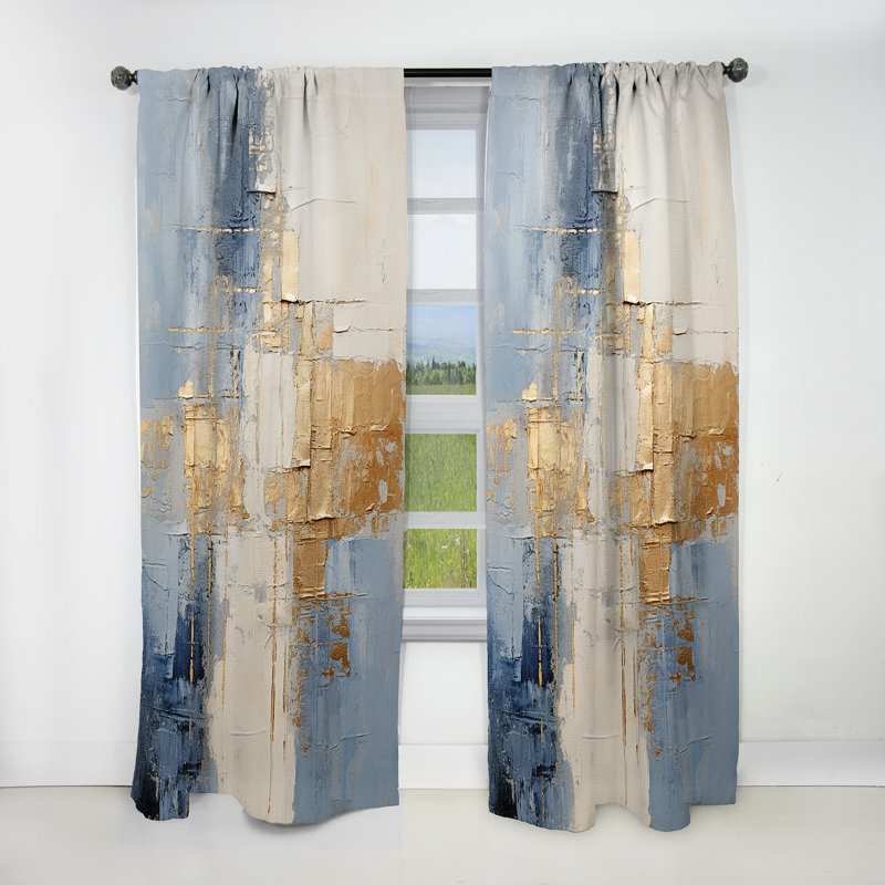 Rideau noir occultant minimaliste scandinave beige et doré Minimalisme II, L 52 po x L 84 po