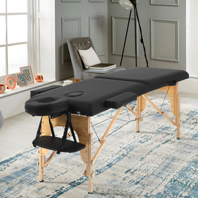 Table de massage 2 Lit de massage pliant en bois de 24 po de large Spa Bed Table de massage réglable en hauteur pour le massage des pieds Spa