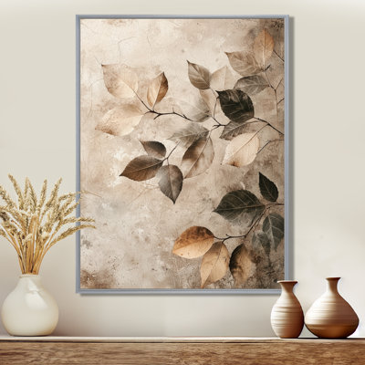 Taupe feuilles mosaïque collage IV - feuilles, art mural