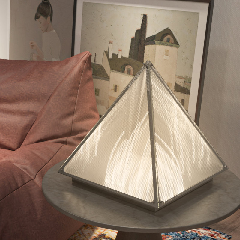 Triangular Pyramid Table Lamp Stainless Steel Base Desk Lamp