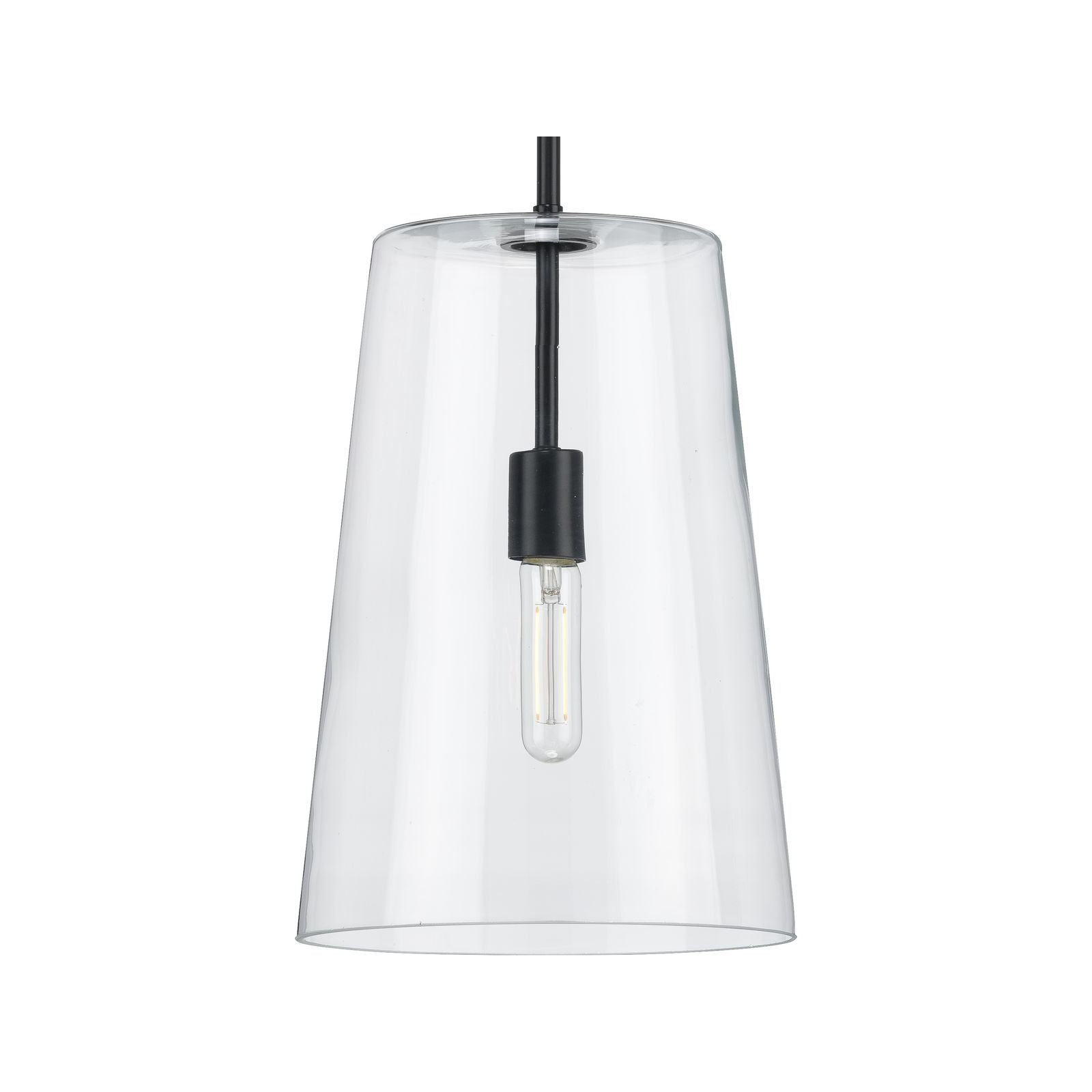 Selena Single Light Glass Dimmable Pendant, Black, 15.88" H x 10.5" W x 10.5" D