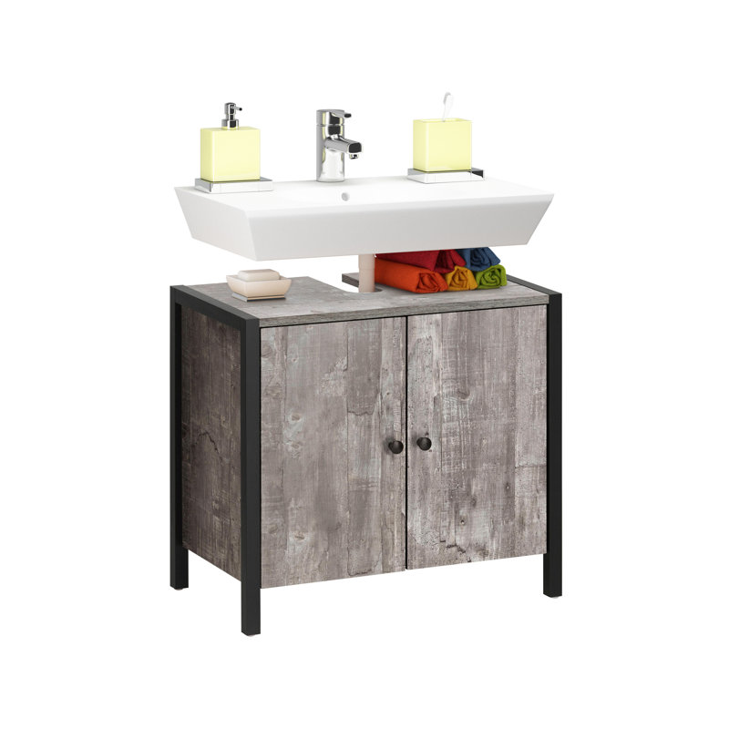 Blake Solid Wood Back To Wall Toilet Unit, Concrete