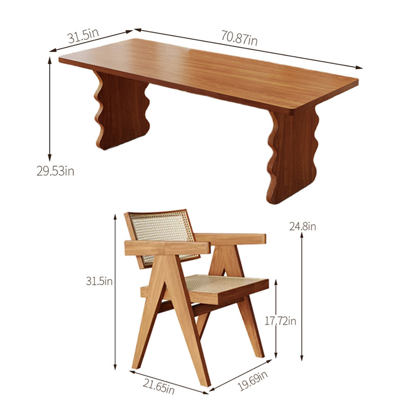 Ensemble de salle à manger rectangulaire, H 29,53 po x L 70,87 po x l 31,5 po
