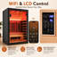Sauna infrarouge lointain DUTHSS pour la maison, sauna sec d'intérieur pour 2 personnes avec chauffage 120V / 2100W, contrôle WiFi et LCD, 7 panneaux de carbone, 3 tubes de lumière rouge, 2 lampes infrarouges, audio Bluetooth, bandes lumineuses à DEL