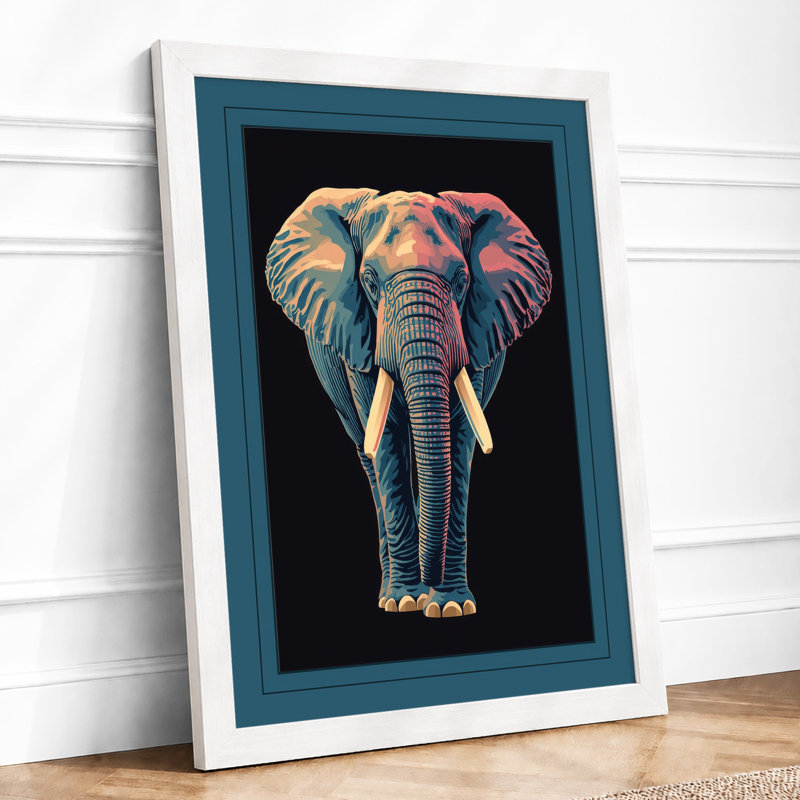 Luminous Elephant Modern - Framed Print, A3 - 42.0 x 29.7 cm, White
