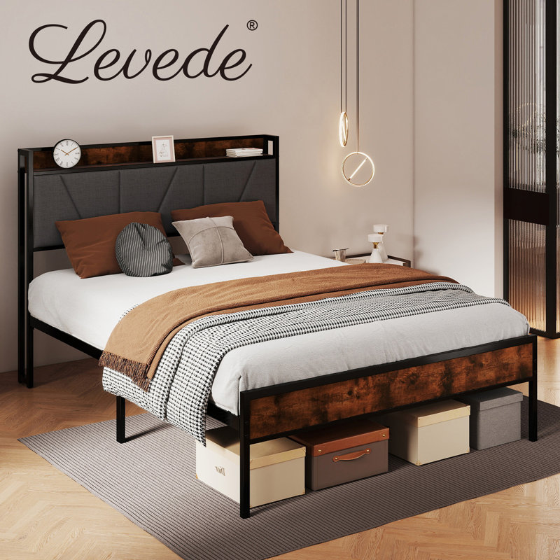 Upholstered Bed, Brown, Double (4'6)