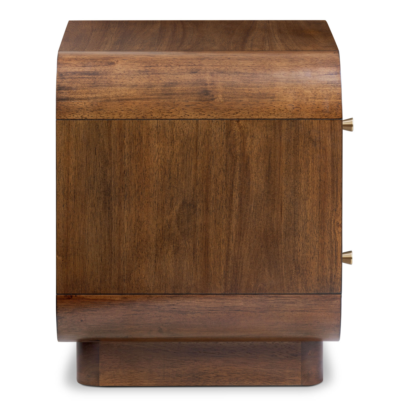 Oslo Wood Nightstand with Brass Handles, Walnut