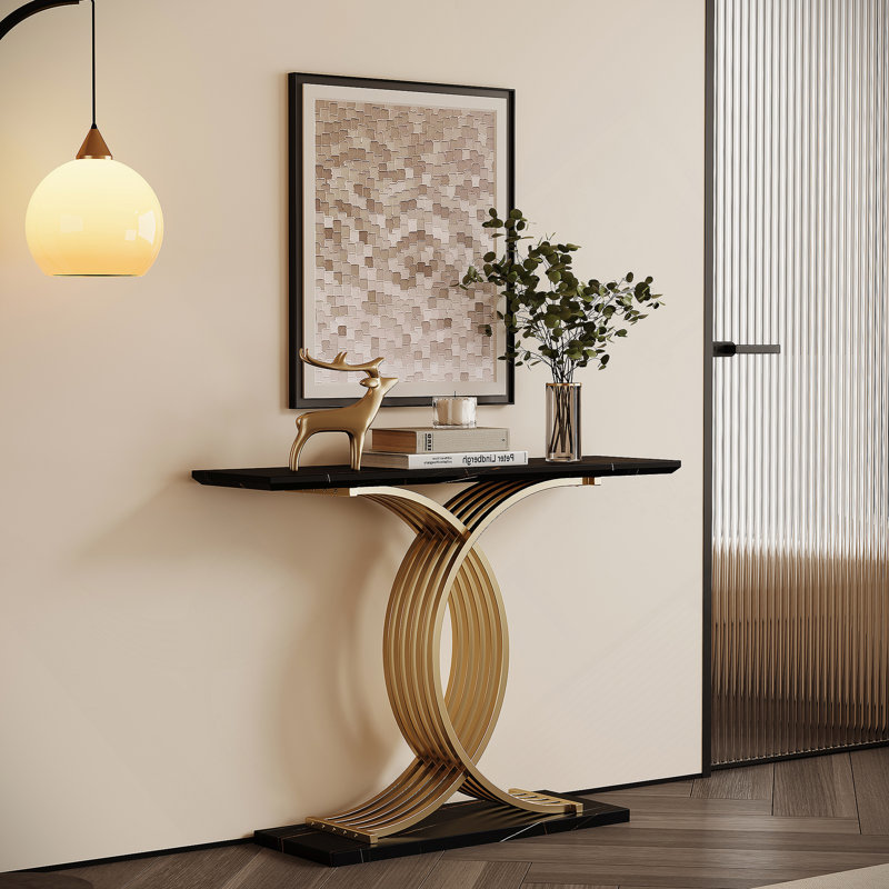 Console de table d'appoint avec pieds en métal entrelacés dorés, mobilier d'entrée haut de gamme luxueux pour les maisons modernes