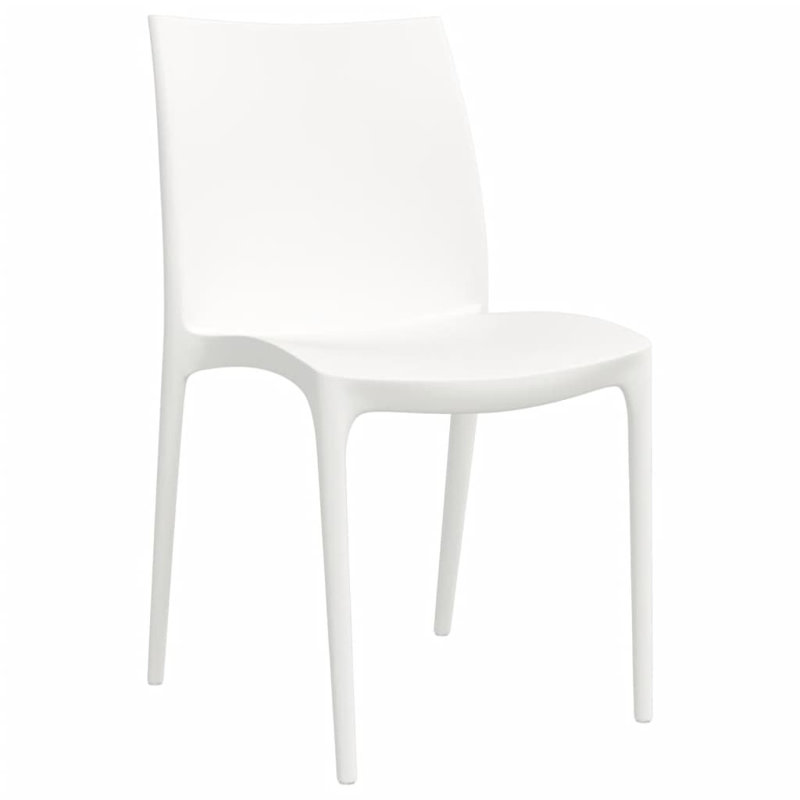 Wilburg Stacking Patio Dining Side Chair, White