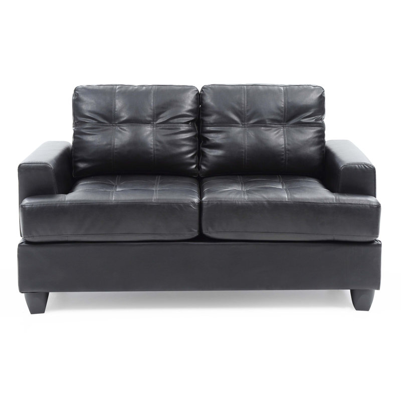 Stylish Transitional Loveseat For Two, Black