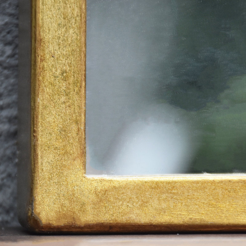 Metal Arch Wall Mirror, Distressed Gold