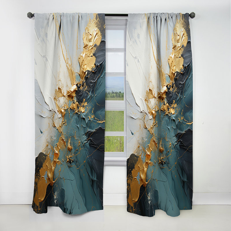 Brayan - Painting Abstract Blackout Curtain - 1 Panels, 52" W x 108" L