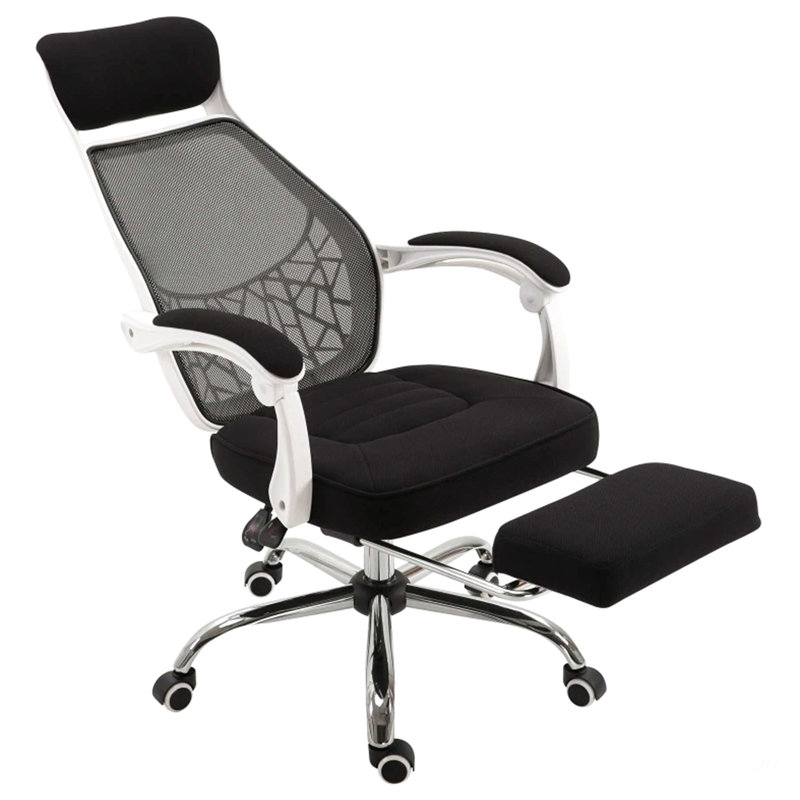 Chaise de bureau inclinable inclinable à dossier haut avec repose-pieds rétractable, appui-tête et accoudoirs rembourrés