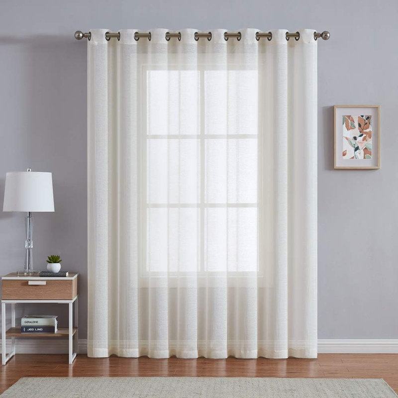 Keasler Sheer Curtain Single Panel, 102" W x 84" L, Beige