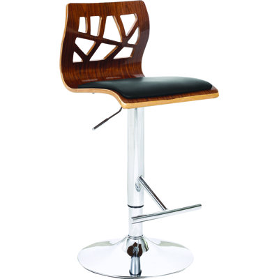 Carentan Swivel Upholstered Adjustable Height Counter Stool with Metal Frame