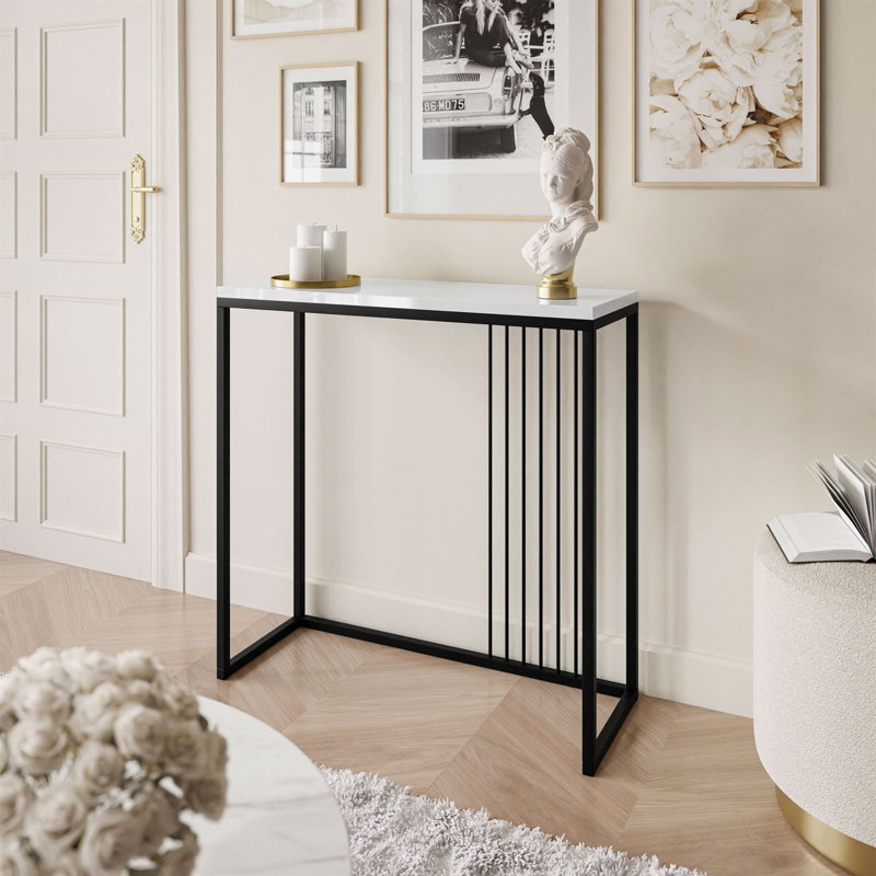 Heston Console Table, 80cm H x 80cm W x 30cm D, Black, White
