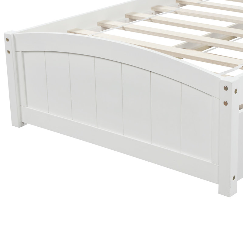 Lit simple blanc avec lit gigogne et plateforme de chambre à coucher en bois, Blanc