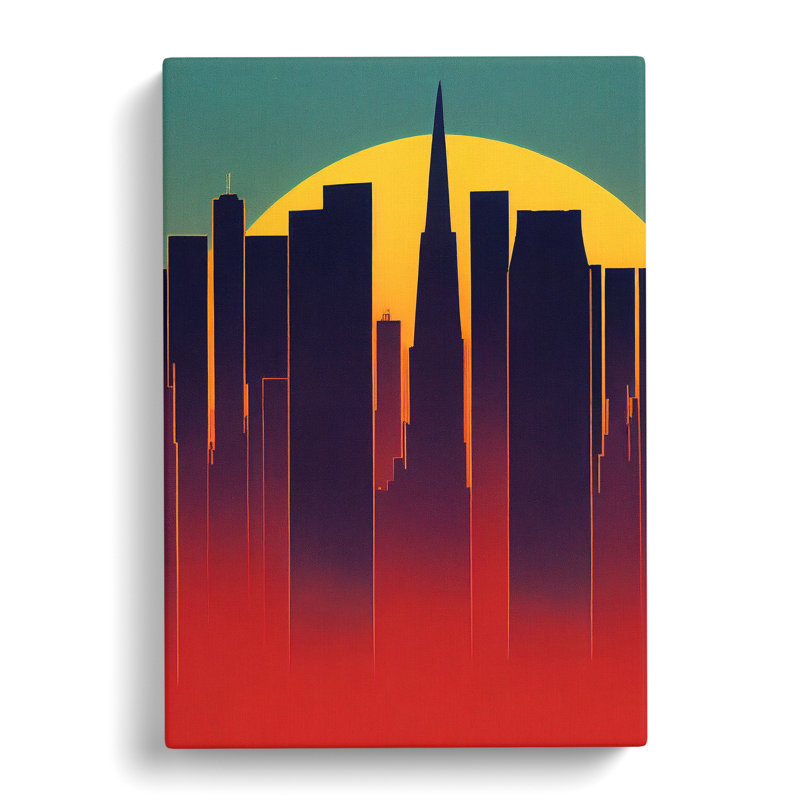 A City Skyline Sunset No.2 Abstract - Wrapped Canvas Painting, 50cm H x 35cm W x 3cm D
