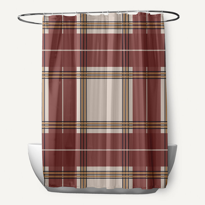 Rideau de douche simple Jaylee, Beige / Rouille