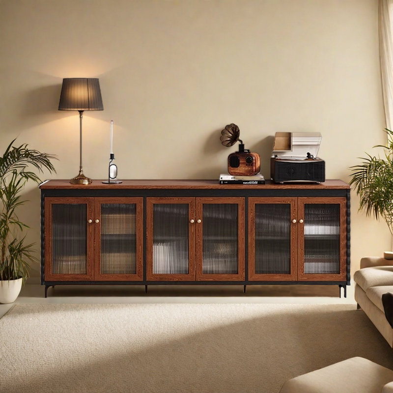 Meuble télé style français avec rangement rétro, Brun, 78.74"