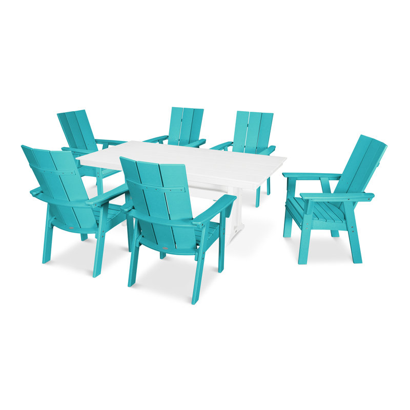 Ensemble de salle à manger POLYWOOD, Aruba / blanc, 7 pièces : table, 6 chaises