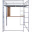 Lit mezzanine en métal argenté, taille double, avec 2 tablettes et bureau - étagère de bureau, structure argentée-1040446876