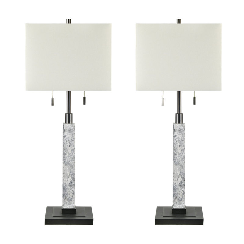 32" Metal Table Lamp With White Shade