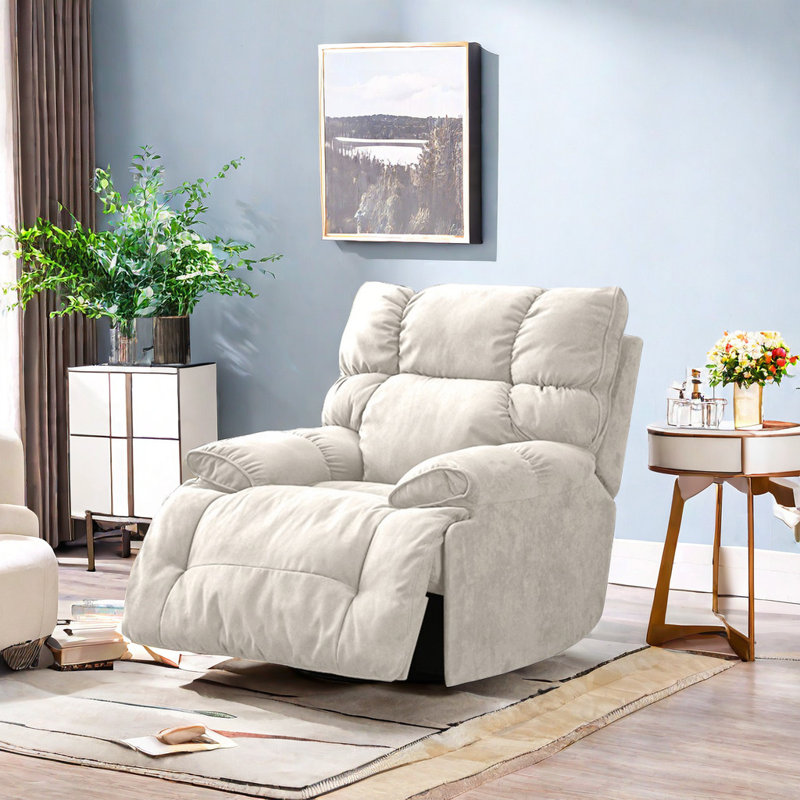 Fauteuil inclinable pivotant rembourré Talaja, Ivoire