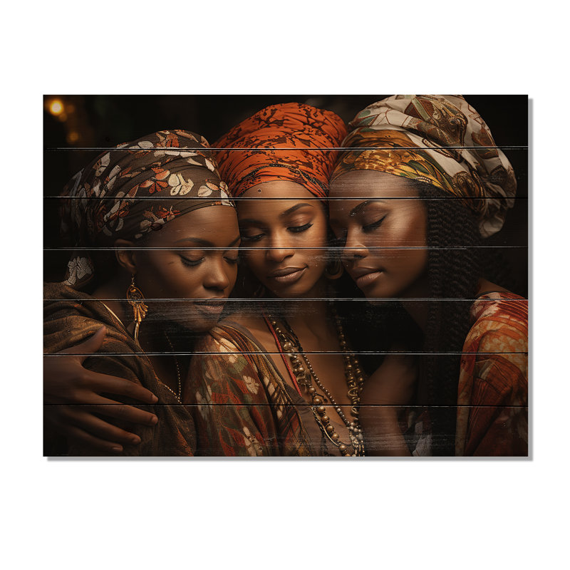 World Cultures Sœurs I sur bois, H 10 po x l 20 po x P 0,78 po