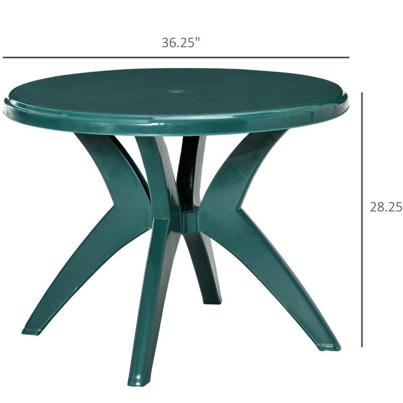Table de patio ronde en plastique 35,88 po avec trou pour parasol