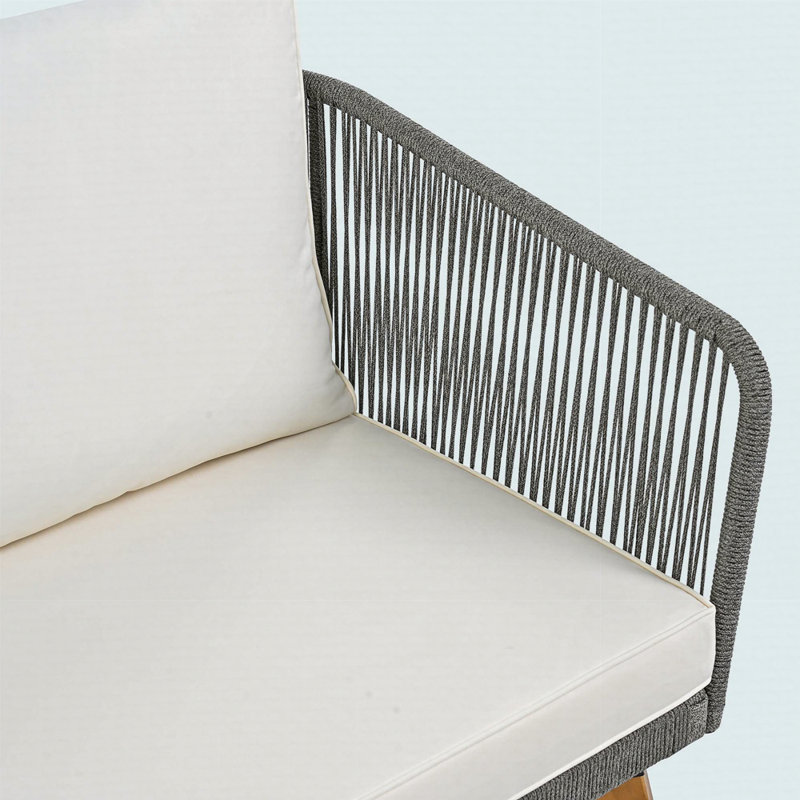 Ensemble de conversation 4 pièces pour patio, causeuse en bois massif, 2 chaises et table, ensemble de conversation extérieur