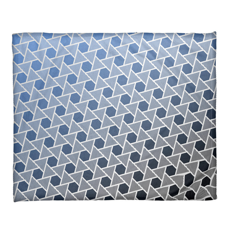 Jeté en molleton hexagones et triangles Katelyn Elizabeth, Noir / Bleu