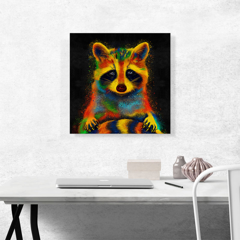 Raton laveur et raton laveur - reproduction d'art sur toile tendue, H 18 po x l 18 po x 1,5 po