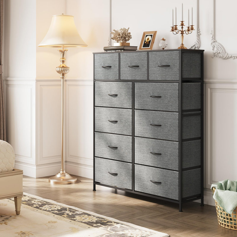 Xinyan Steel 39.6'' W 11 - Drawer Dresser, Dark Grey