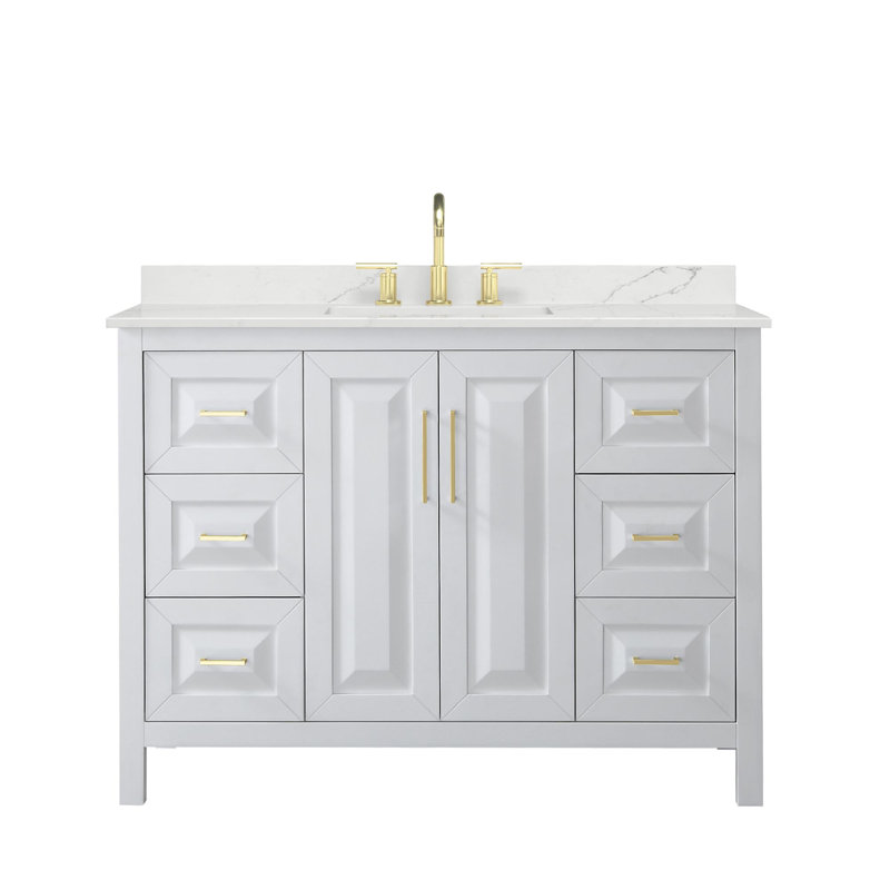 Daria 48'' W Vanity, White, Brushed Gold, Giotto Quartz