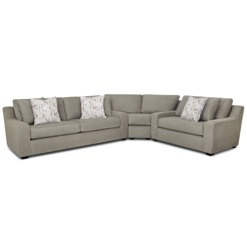 Canapé modulaire 3 pièces avec canapé, fauteuil et siège amovible Wilmot, Polyester gris