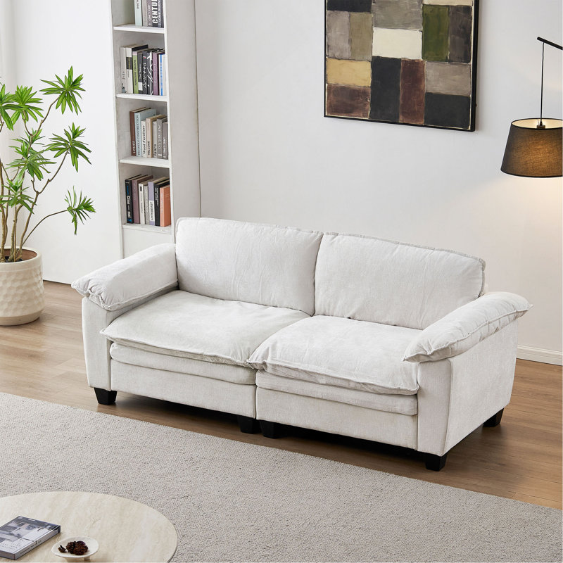 Canapé de luxe pour salon avec canapé rembourré en chenille douce, Beige