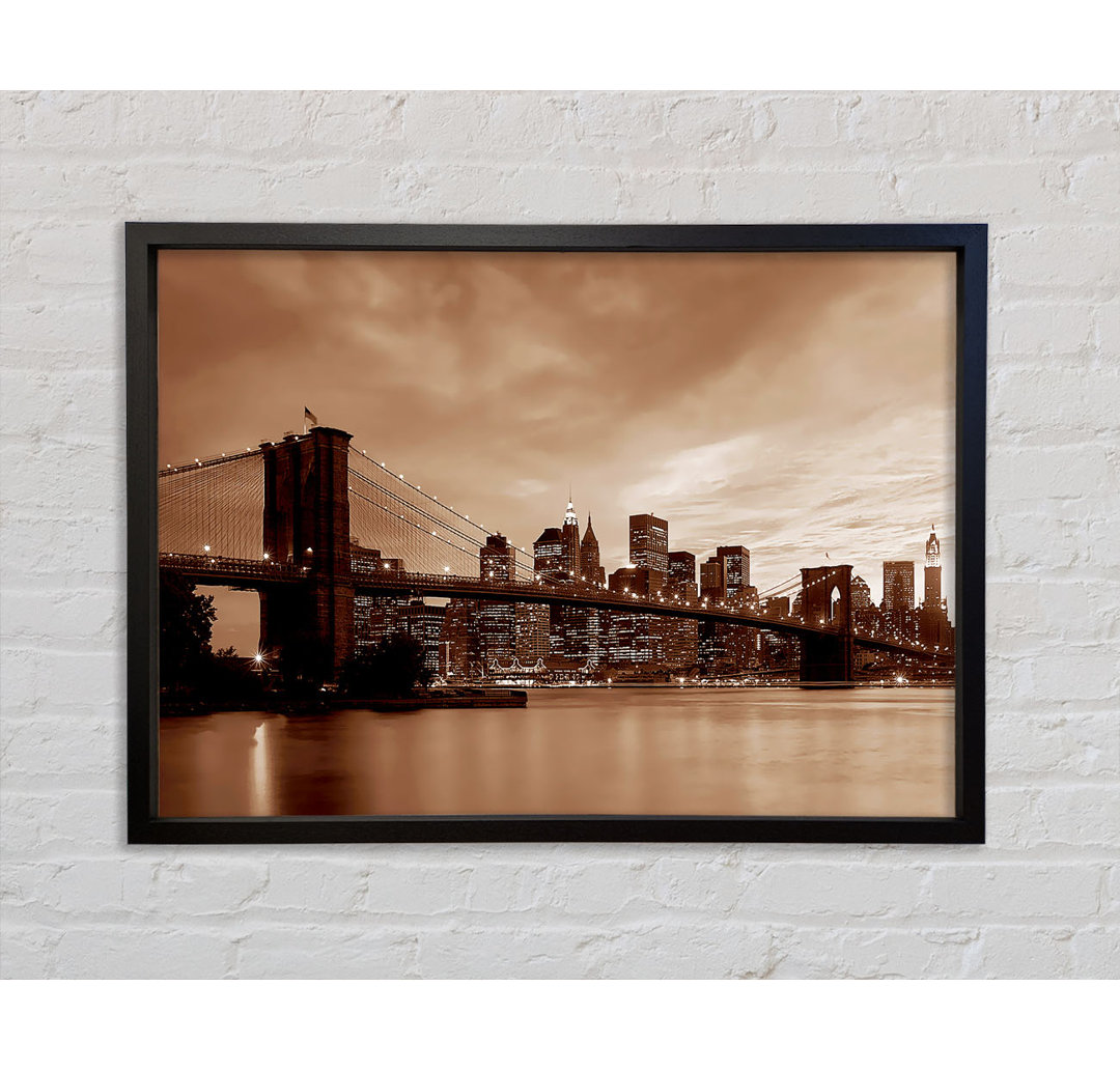 New York City Brooklyn Bridge Brown Cast - Einzelner Bilderrahmen Kunstdrucke auf Leinwand