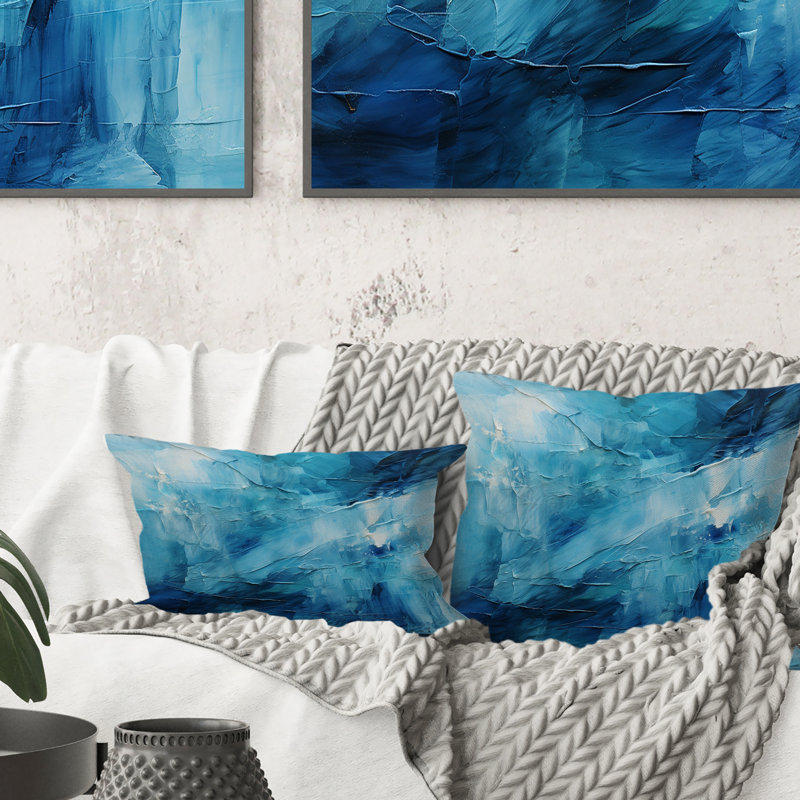 Teal White Ocean Serenade Pastoral II - Ocean Printed Throw Pillow