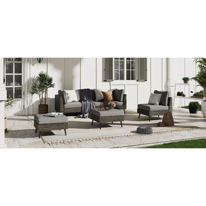 Ensemble de conversation modulaire 6 pièces Lozelle, Gris