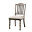 Chaises de salle à manger en bois massif gris antique, 2 pièces, avec siège en tissu et pieds tournés, style transitionnel contemporain pour coussin incurvé, pièce