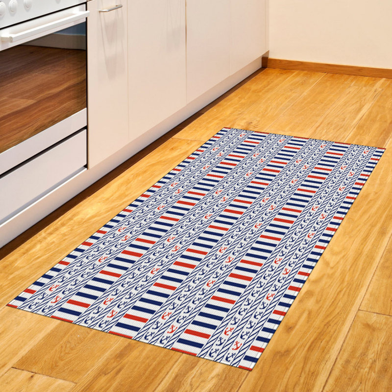 Tapis décoratif nautique à haute densité en fibre de polyester à longs fils, Rectangle 2 pi 7 po x 5 pi
