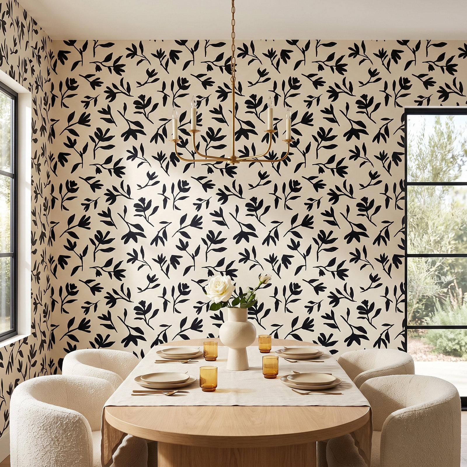 Laurel Wallpaper Roll, Black