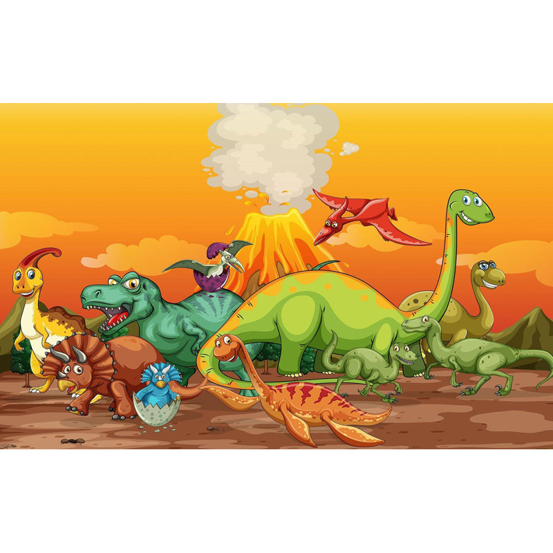 Premium Wallpaper Wall Mural - Dinosaur Adventure, 120" L x 180" W