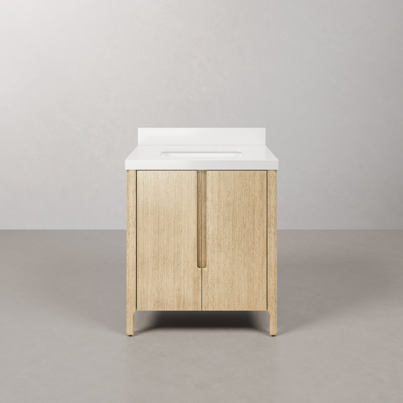 Sequoia 30 In. Single Sink Whitebrook Quartz Countertop Bath Vanity in Mango Wood, Brown