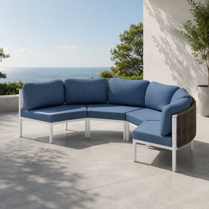 Ensemble de canapé modulaire d'extérieur en aluminium Sunbrella®, Spectre denim, 4