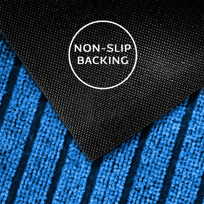 Non-Slip Heavy-Duty Indoor Outdoor PVC Rubber Door Mat, Blue, 40cm W x 60cm L
