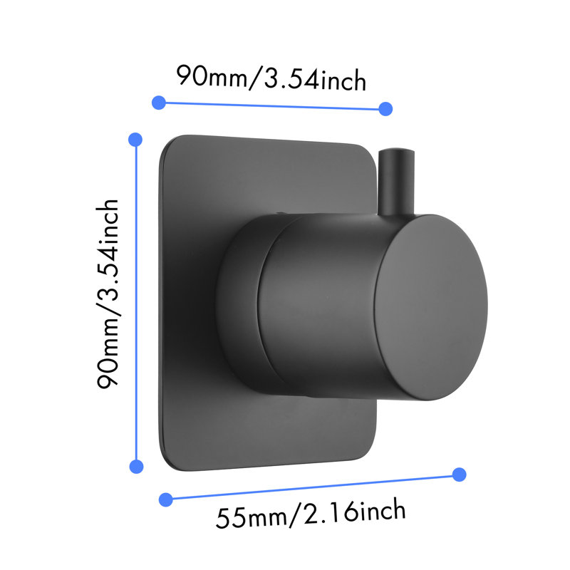 Pièce de contrôle du volume de douche noir mat - fonte en métal 3/4 po, laiton. Débit élevé, poignée réglable, contrôle précis de la température, corps de valve