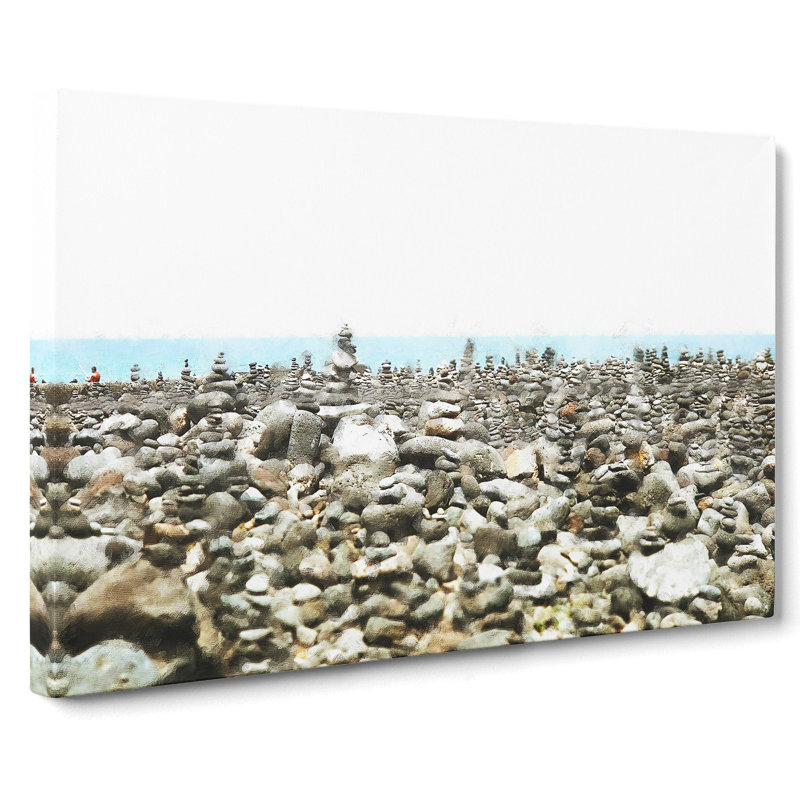 Stacked Stones In Spain - Wrapped Canvas Painting, 35cm H x 50cm W x 3cm D
