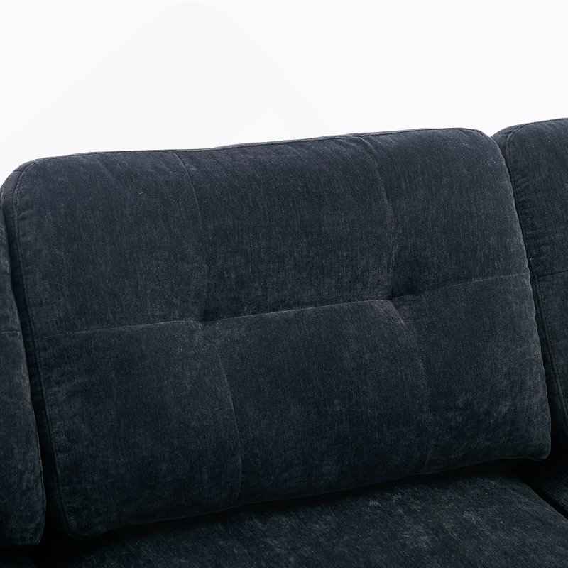 Canapé modulaire convertible en L 110 po avec repose-pieds mobile pour salon